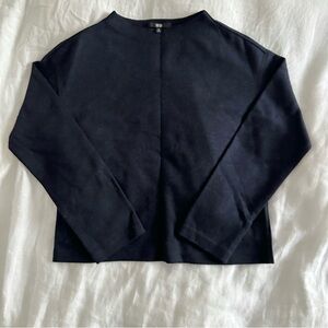 Uniqlo Wool Blend Boatneck Top - Navy Blue